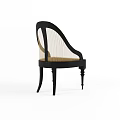 Black Frame Leisure Chair With Curved Armrests Woven Seat And Slender Decorative Legs