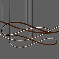 Modern Gold Curved Chandelier With Illuminated LED Strips And Streamlined Design