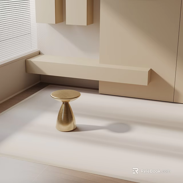 Sleek Brass Side Table with Round Top in Minimalist Modern Interior Design 3d model 