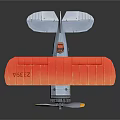 Vintage Biplane Passenger Plane With Red Wings Blue Fuselage And Propeller