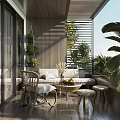 Cozy Home Balcony With Wicker Chair Daybed Cushions And Lush Green Plants