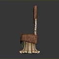Rustic Wooden Chair With Furry Brown Cushion Backrest And Root Shaped Legs