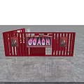 COACH Store Display Area With Red Counters And Merchandise On Marble Floor 3d model