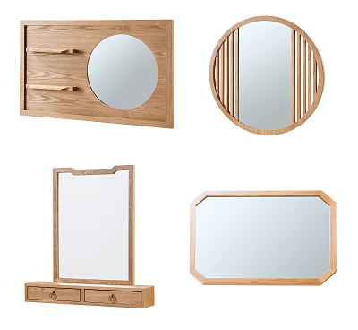 Decorative Wooden Mirrors With Various Frame Designs For Home Decoration 3d model