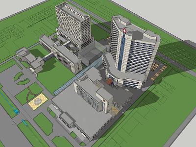Comprehensive Architectural Complex Design With High Rise Buildings Linked Structures Green Spaces And Central Plaza 3d model