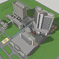 Comprehensive Architectural Complex Design With High Rise Buildings Linked Structures Green Spaces And Central Plaza