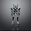 Blue And White Mecha Style Mechanical Robot Character In Standing Pose With Armor Details