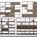 Modern Bookcase Design With Open Wooden Shelves And Multiple Storage Compartments 3d model
