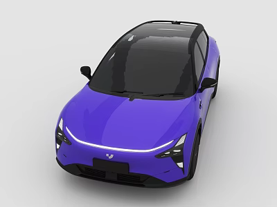 Purple Electric Car With Sleek Modern Exterior And Black Roof Design 3d model
