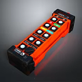 Orange Black Industrial Computer Controller with Multiple Buttons Indicators and Ergonomic Design 3d model