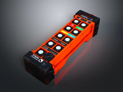 Orange Black Industrial Computer Controller with Multiple Buttons Indicators and Ergonomic Design 3d model
