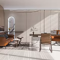 Elegant Modern Office Interior Design With Leather Sofa Marble Desk And Natural Light Plants