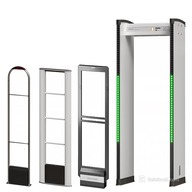 Public Facility Security Gates with Various Designs and Green Light Indicators for Metal Detection 3d model 