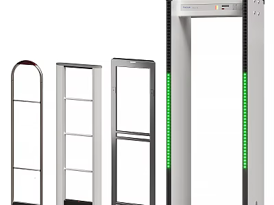 Public Facility Security Gates with Various Designs and Green Light Indicators for Metal Detection 3d model