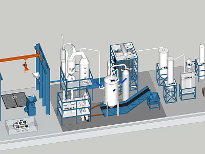 Industrial Equipment Production Line Layout With Large Machinery Piping System Control Panel And Processing Units 3d model