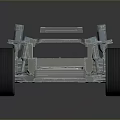 Car Chassis Structure With Frame Wheels Battery Pack And Suspension Components