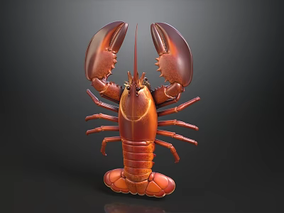 Realistic 3D Model of Red Lobster with Detailed Claws and Body 3d model