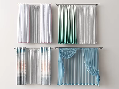 Colorful Curtain Styles With Various Designs And Modern Patterns For Home 3d model