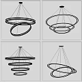 Modern Circular Chandeliers With Multiple Hanging Rings And Contemporary Design 3d model