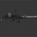 Vintage Machine Gun Weapon with Tripod Stand and Metal Barrel in Industrial Military Design