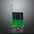 Green Mobile Solar Powered Lighting Tower With Solar Panels And Wheels 3d model