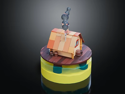 Modern cartoon building cartoon house toy house 3d model