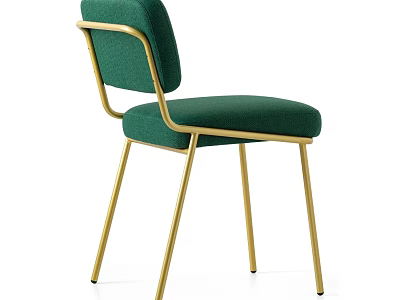 Elegant Green Fabric Upholstered Single Chair With Gold Metal Legs Modern Design 3d model
