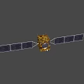Space Satellite With Extended Solar Panels And Gold Main Structure 3d model