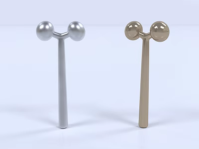 Silver And Gold Beauty Tools With Spherical Heads And Long Handles For Daily Use 3d model