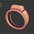 Modern Gold Ring With Square Top And Textured Side Elegant Design 3d model