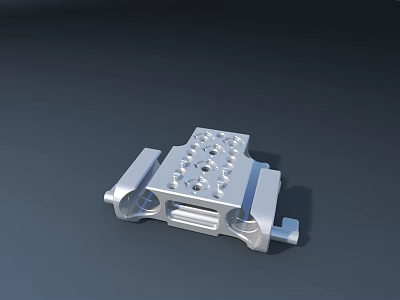 Silver Metal Mechanical Part With Multiple Holes And Structural Design 3d model
