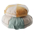 Stacked Round Patchwork Cushions With Light Blue Beige And Orange Tones 3d model