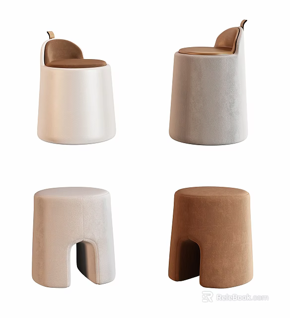 Modern Minimalist Sofa Stools In Four Color Options With Soft Velvet Upholstery 3d model 