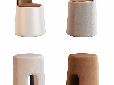 Modern Minimalist Sofa Stools In Four Color Options With Soft Velvet Upholstery 3d model