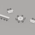 Rectangular and Hexagonal Conference Tables with Chairs for Office Meetings 3d model
