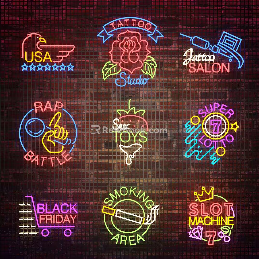 Neon lamp net red bar lamp 3d model