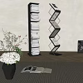 Mobile Bookshelf Bookcase Book Decorations Vase 3d model