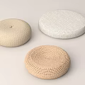 Round Woven Cushions For Home Living With Beige White And Light Brown