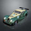 Morgan Green And Beige Race Car With Rear Wing Number 22 Racing Stickers