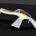 Unique Modern Curved Bridge With White Structure Yellow Pathway And Stairs 3d model