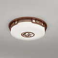 Chinese Style Ceiling Lights with Wooden Frame and White Panel Featuring Red Traditional Patterns 3d model