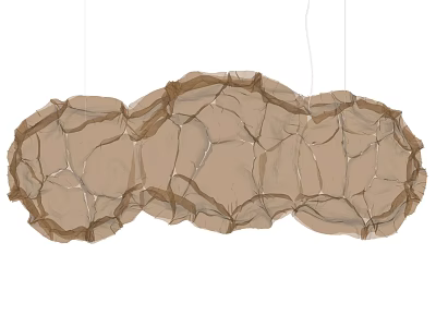Modern Beige Fabric Chandelier With Unique Irregular Cloud Like Design Structure 3d model