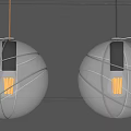 Modern Spherical Pendant Lights with Cream Colored Shades and Black Lines Design