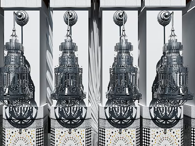 Intricate Metal Wall Lamp Design With Decorative Patterns For Home Interior Lighting 3d model