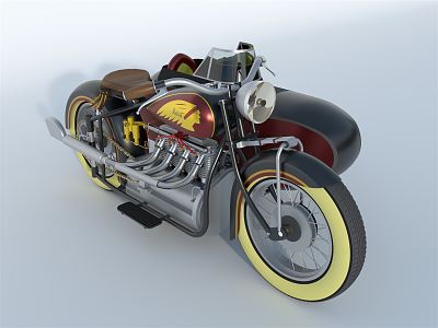 Modern motorcycle three-wheeled motorcycle 3d model