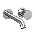 Wall Mounted Modern Chrome Faucet With Curved Spout And Hot Cold Handles