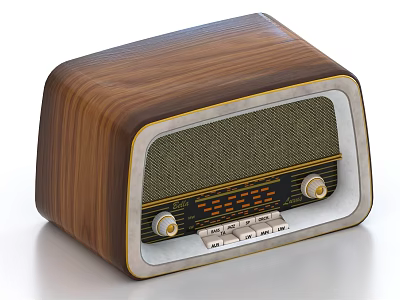 Vintage Daily Use Electrical Appliance Wooden Radio with Tuning Dial and Knobs 3d model