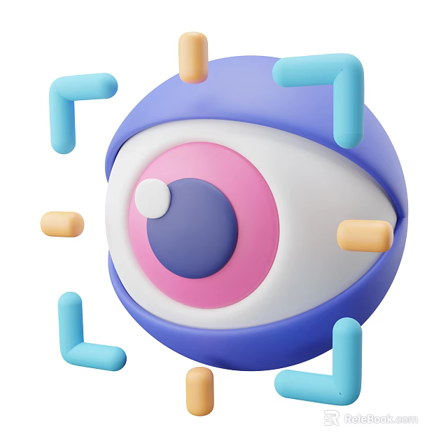 Smart Machine With Eye-like Structure In Blue Spherical Design And Square Components 3d model