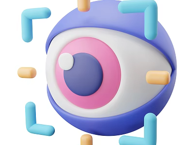 Smart Machine With Eye-like Structure In Blue Spherical Design And Square Components 3d model