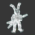 Creative Purple Building Blocks Rabbit Figure Holding Electric Guitar Toy Design